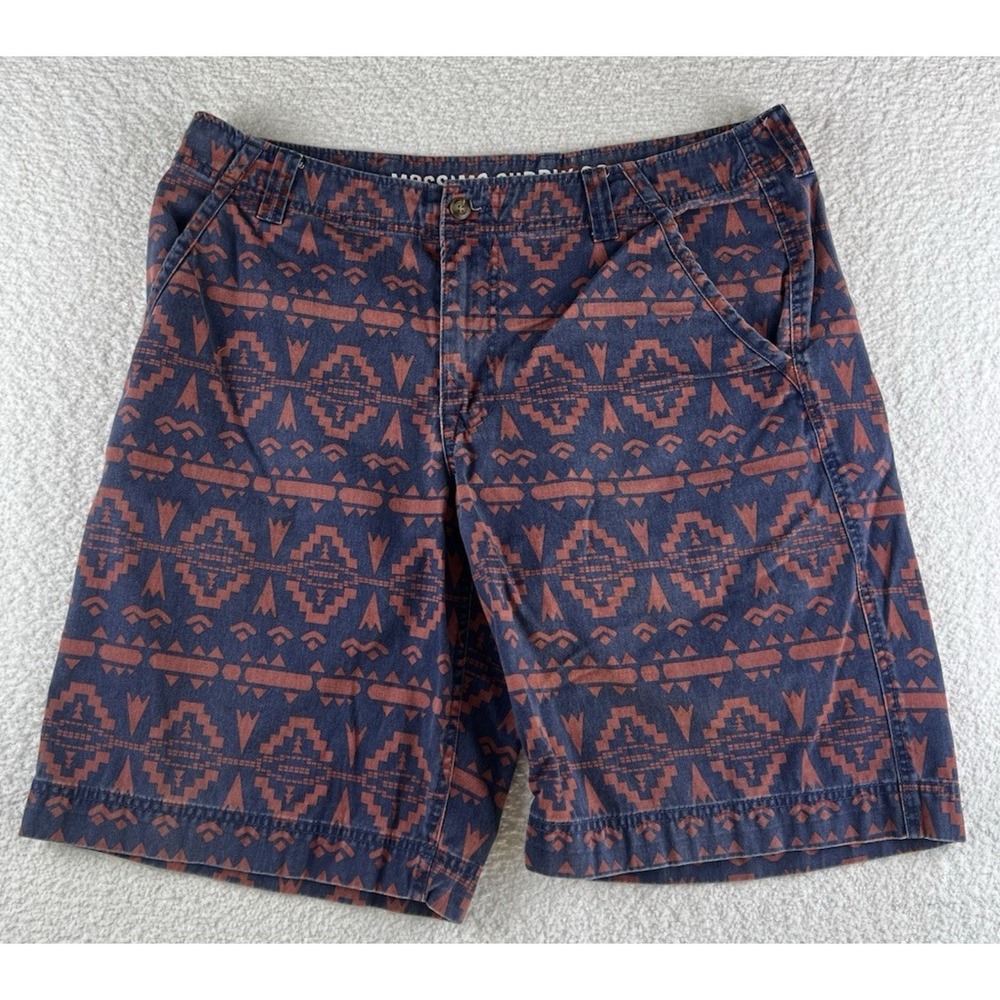 Mossimo Supply Co-Shorts-Men's 38x11 Cotton Flat‎ Front Pockets Blue Rust Aztec